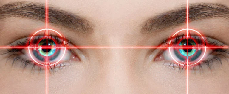 laser beam focusing on womans eyes 768x317 1 Laser eye surgery for eyesight