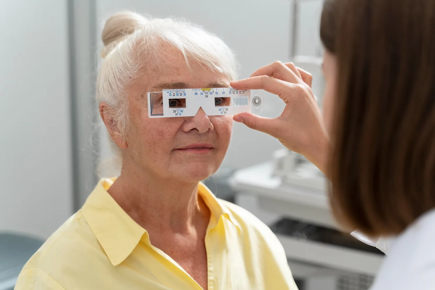 old woman having eye sight check ophthalmology clinic 1 jpg Managing Diabetic Retinopathy