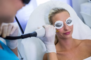 woman receiving laser epilation treatment her face 107420 74043