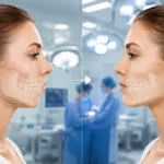 Double jaw surgery procedure illustration showing jaw alignment correction