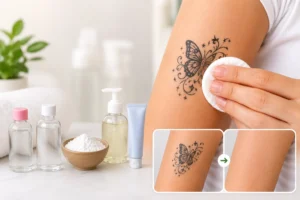 Step-by-step guide on how to remove temporary tattoos with safe and fast methods like soap, oil, and skincare-friendly removal products
