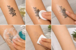 Step-by-step guide showing how to remove temporary tattoos from skin using gentle home methods