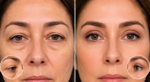 before and after upper eyelid blepharoplasty results showing droopy eyelids corrected by oculoplastic surgeon with natural youthful eye appearance before and after upper eyelid blepharoplasty results showing droopy eyelids corrected by oculoplastic surgeon with natural youthful eye appearance