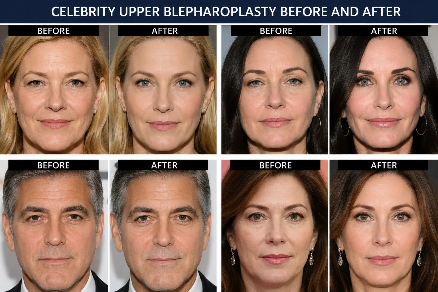 upper blepharoplasty celebrities before and after natural eyelid surgery results