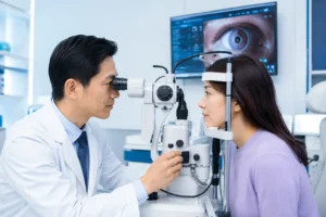 ChatGPT Image Jul 1 2026 12 05 57 AM Comprehensive eye examination before prescribing Upneeq eye drops