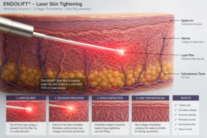Endolift minimally invasive laser procedure performed on jawline in modern clinical setting.