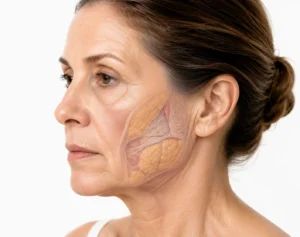 Medical illustration showing how collagen stimulating injections stimulate natural collagen production.