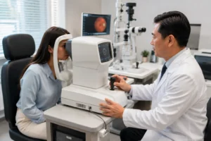 ChatGPT Image Jul 15 2026 03 24 50 AM Patient undergoing an eye checkup machine examination using an auto refractometer