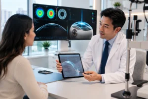 ChatGPT Image Jul 18 2026 12 28 33 AM 1 Board-certified ophthalmologist explaining LASIK eye surgery cost