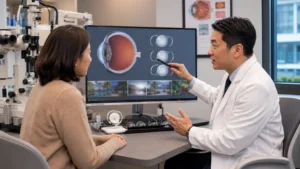 ChatGPT Image Aug 11 2026 10 48 56 PM Ophthalmologist discussing intraocular lens options with a cataract patient