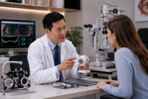 How to fix tired eyes during screen use with dry eye evaluation by an ophthalmologist