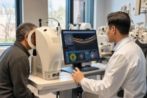 ChatGPT Image Aug 4 2026 03 26 46 AM OCT eye testing machine capturing detailed retinal images during an eye examination.