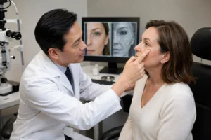 non surgical eye lift consultation with ophthalmologist