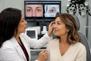 Non surgical eye lift consultation with an ophthalmologist in Flushing Queens NYC 