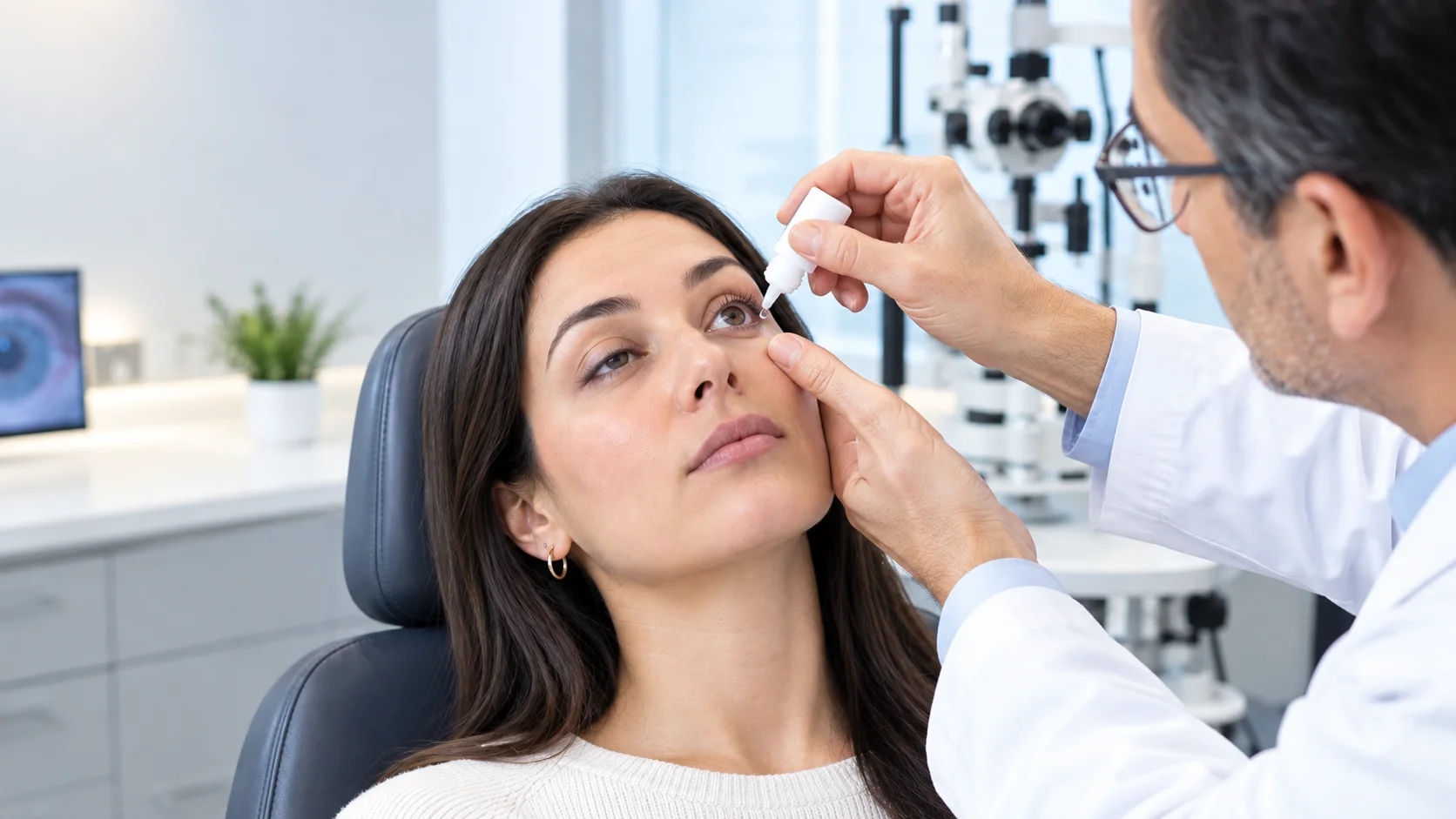 eyelid ptosis eye drops and drooping upper eyelid examination