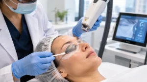 ChatGPT Image Sep 13 2026 12 09 16 AM CO2 laser skin resurfacing around the eyes with protective shields