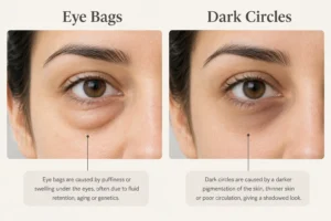 ChatGPT Image Sep 27 2026 03 31 42 AM Eye bags vs dark circles comparison infographic