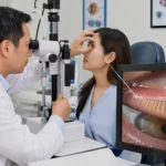 Treatment for MGD showing meibomian gland dysfunction in the eyelid